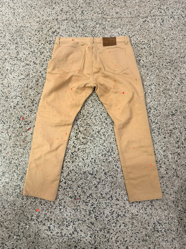 Twill Pants - Brown & Blaze Oragne Splatter