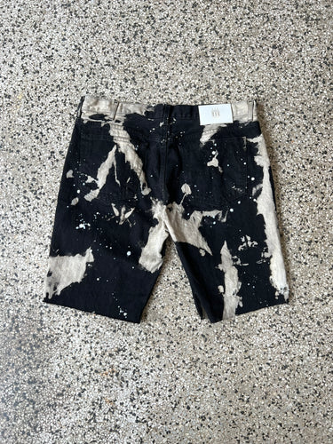 Denim Cutoff Shorts - Black & Bleach