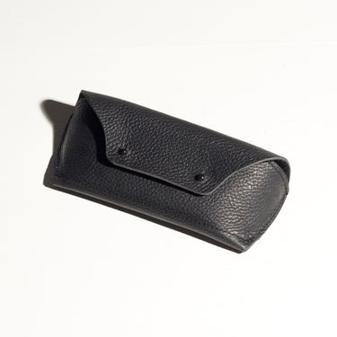 black leather glasses holder made by hand in portland maine
