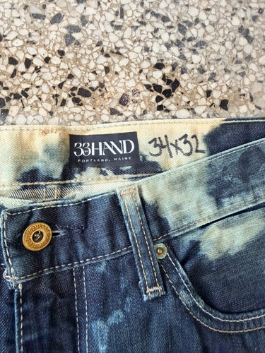 Denim Pants - Dark Wash Blue & Bleach