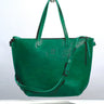 Large green turquoise purse with short and long strap made by hand in portland maine with leather