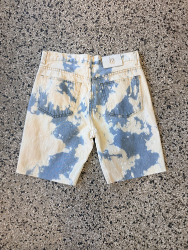Denim Cutoff Shorts - Stone Wash Blue & Bleach