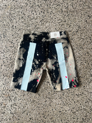 Denim Cutoff Shorts - Black & Bleach